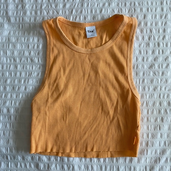 TNA Ribbed Cropped Racerback Tank - Apricot Chiffon - Picture 3 of 4